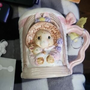 Adorable Bunny Ceramic Mug with Pink and Purple Accents